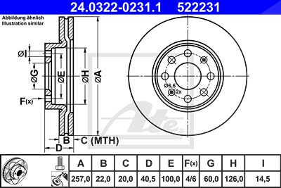 ATE Bremsscheibe 24.0322-0231.1 Bremsscheiben,Scheibenbremsen OPEL,FIAT,Corsa D Schrägheck (S07),Corsa E Schrägheck (X15),Adam (M13),Corsa D Van (S07)