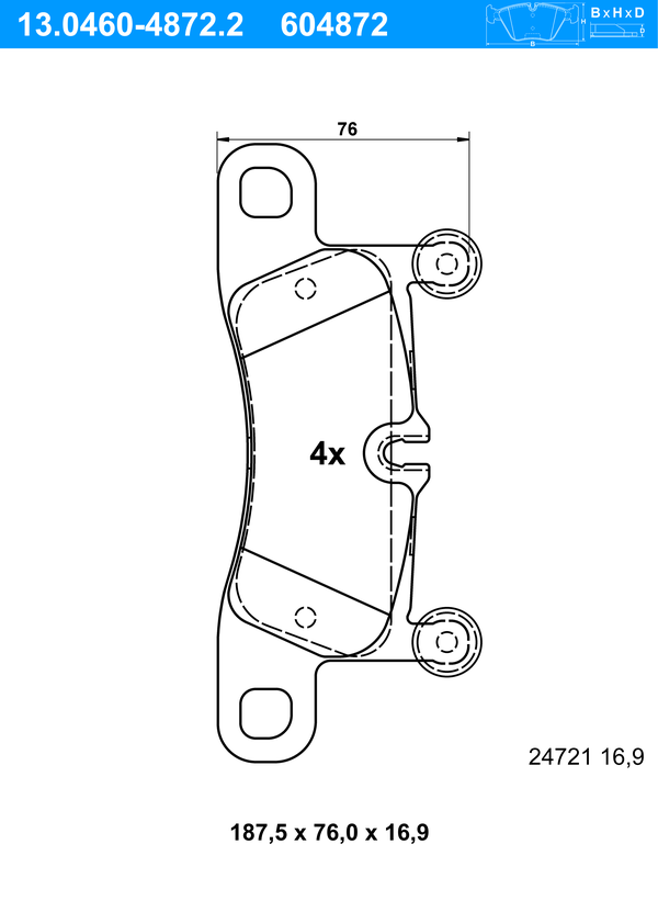 ATE Bremsbelagsatz 13.0460-4872.2 Bremsbeläge,Bremsklötze VW,PORSCHE,Touareg (7P5, 7P6),Cayenne (92A)