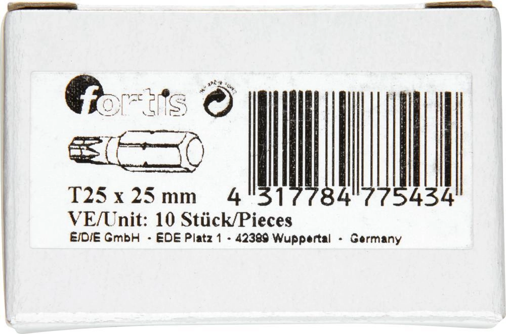 Bit zähhart 1/4" DIN3126 C6,3 T25x25mm 10er Pack FORTIS
