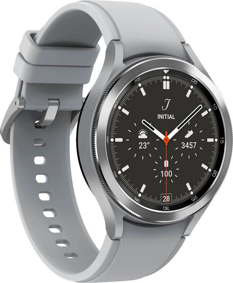 Samsung Galaxy Watch 4 Classic | EKG und Blutdruck Messung | Schlafanalyse | 16 GB interner Speicher | BioActive Sensor | GPS Sensor | Silber