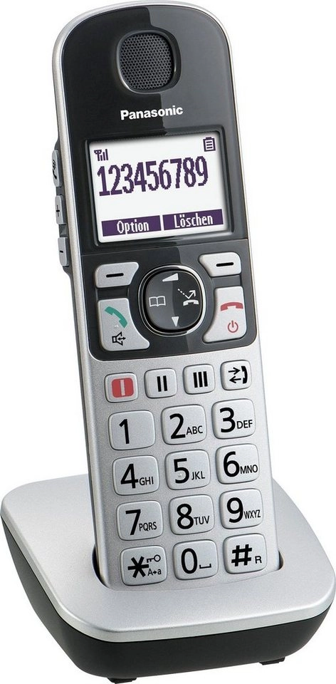 Panasonic KX-TGQ500 | Schnurloses Digitaltelefon | DECTGAP | SOS-Funktion | Geeignet für Hörgeräte | Kurzwahlfunktion | Große beleuchtete Tasten | Silber