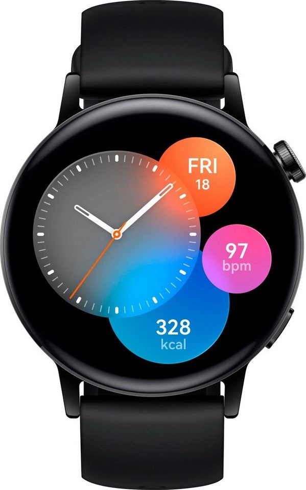 Huawei Watch GT3 | Smartwatch | Active Edition | GPS | Wasserdicht bis 50 Meter | SpO2-Messung | Herzfrequenzmessung | AMOLED Display | Schwarz | 42mm