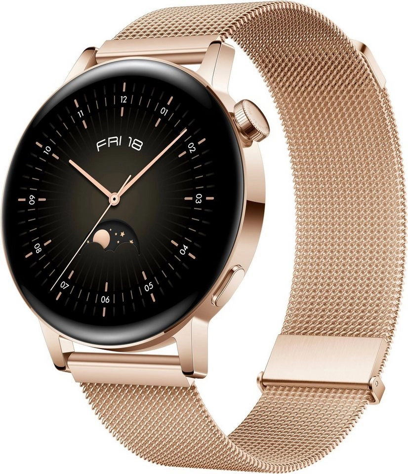 Huawei Watch GT3 | Smartwatch | Active Edition | GPS | Wasserdicht bis 50 Meter | SpO2-Messung | Herzfrequenzmessung | AMOLED Display | Gold | 42mm