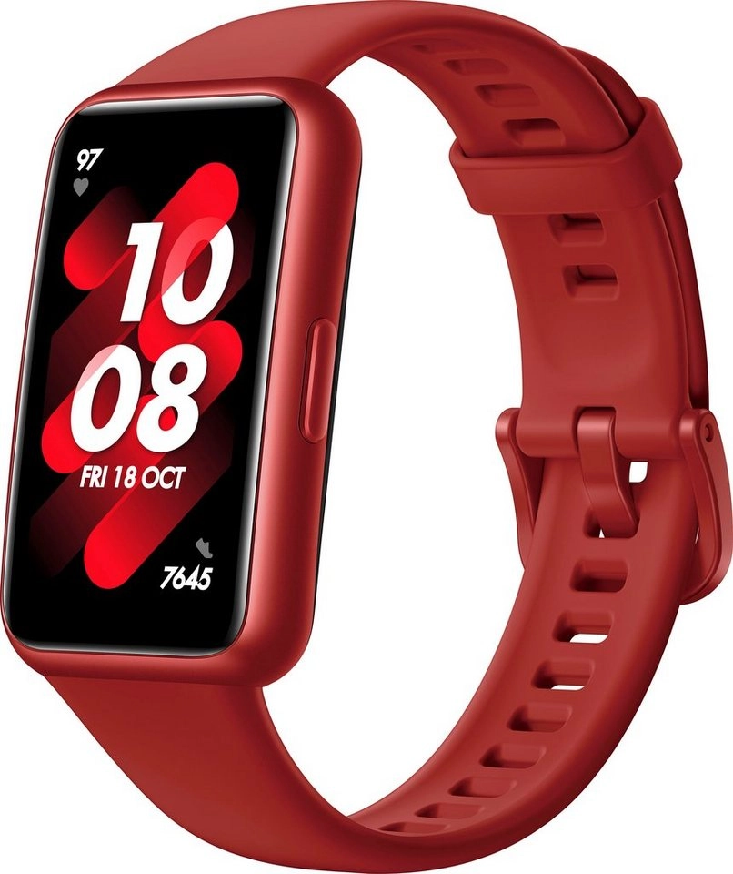 Huawei Band 7 Smartwatch | Silikonband | 14 Tage Akkulaufzeit | AMOLED-Display | 96 Sportmodi | Schlafanalyse | In Rot