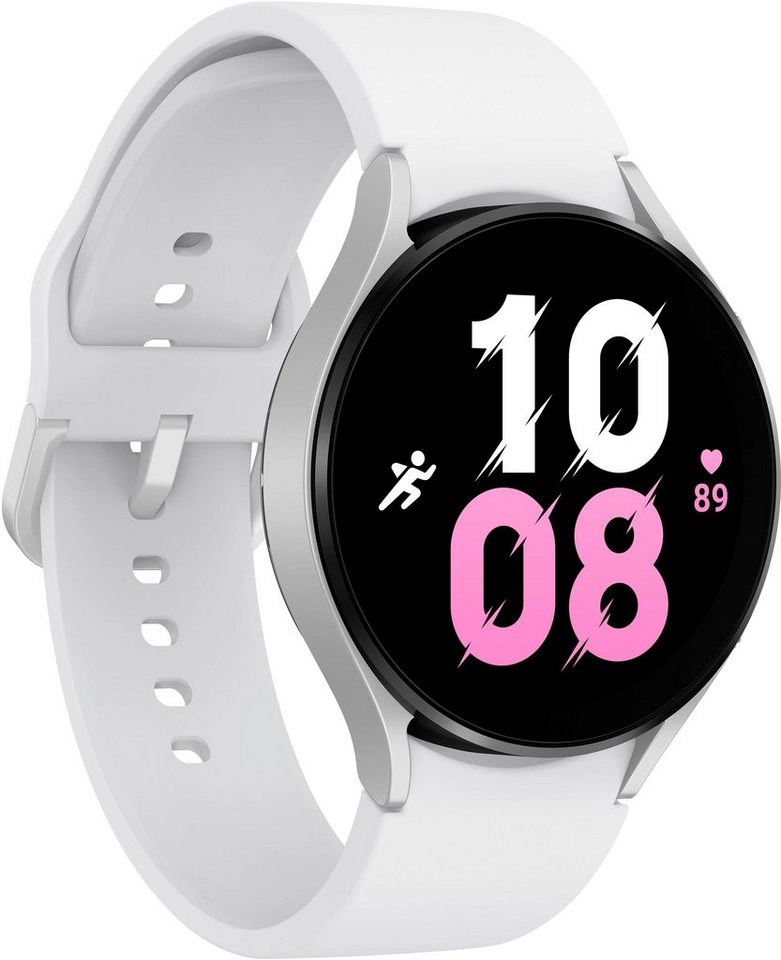 Samsung Galaxy Watch 5 (44mm) in silber | Smartwatch | Bis zu 80 Stunden Akkulaufzeit | Wassergeschützt bis 5 ATM | Blutdruck-Messung | Sturzerkennung