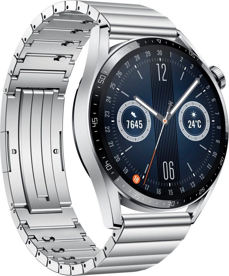 Huawei Watch GT 3 Elite (46mm) Jupiter B29T Silver Edelstahl | Bluetooth | Rostfreier Stahl | Digital | Staubgeschützt, wasserfest | 4 GB Speicher | Steel Strap