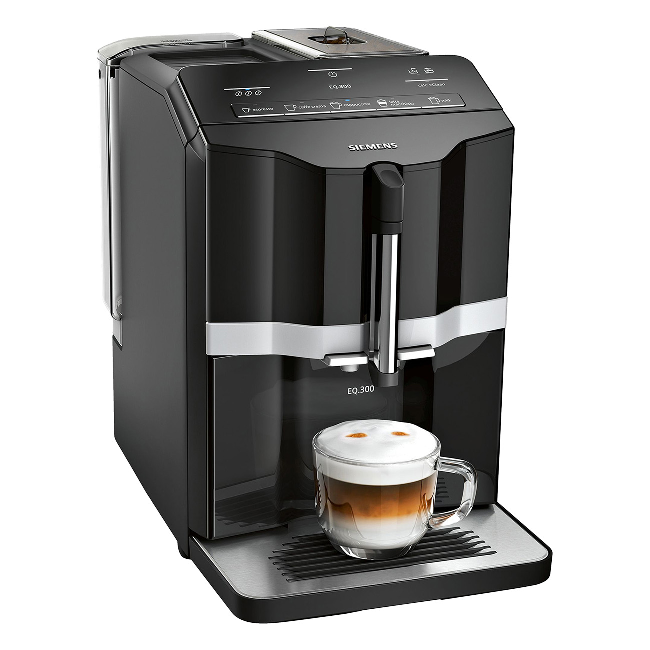 Siemens EQ 300 | Kaffeevollautomat |eingebautes Keramik Mahlwerk | One-Touch Zubereitung | kurze Aufheizzeit | automatisches Reinigungsprogramm