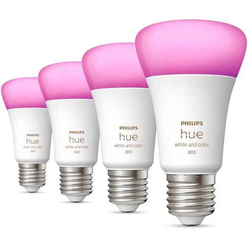 Philips Hue White & Col. Amb. E27 LED Lampen 4-er Pack, dimmbar, 16 Mio. Farben  steuerbar via App