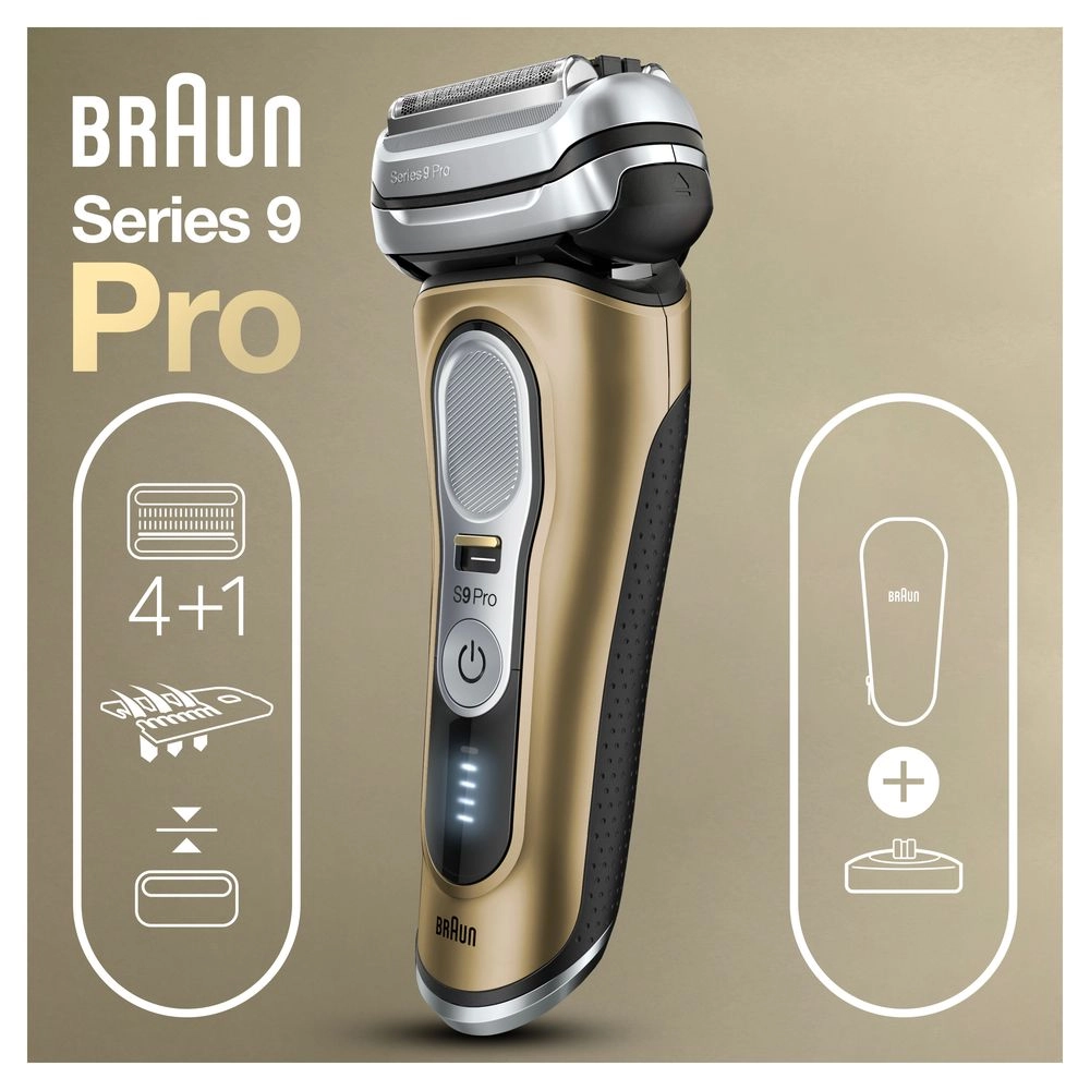 Braun Series 9 Pro 9419s | Rasierer | Nass- und Trockenrasierer | Ladestation |  Active Quattro Head | Folienschaber | Schwarz, Gold