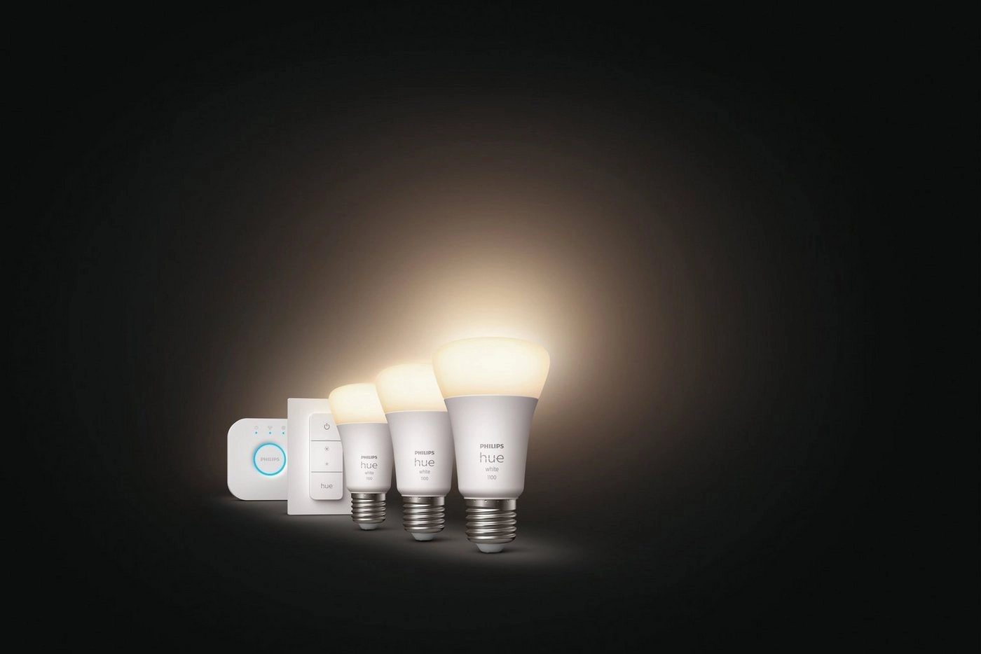 Philips Hue White Starter-Kit|E27|Set für intelligente Beleuchtung|Weiß|Bluetooth|LED|E27|Warmweiß