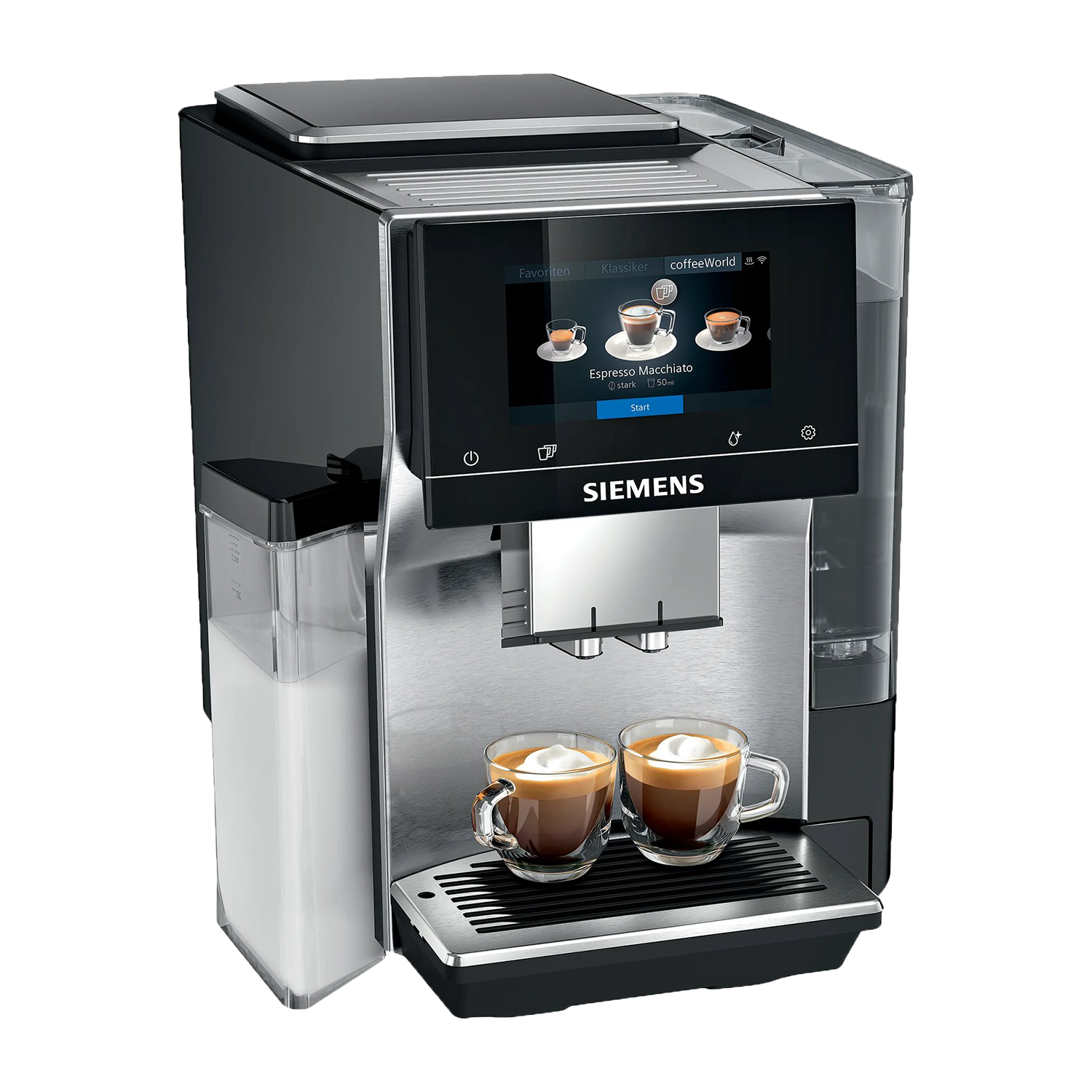 Siemens EQ.700 integral TQ707D03 | Kaffeevollautomat | Full-Touch-Display | Eingebautes Mahlwerk | 1500 Watt | 2.4 L Wassertank | Edelstahl
