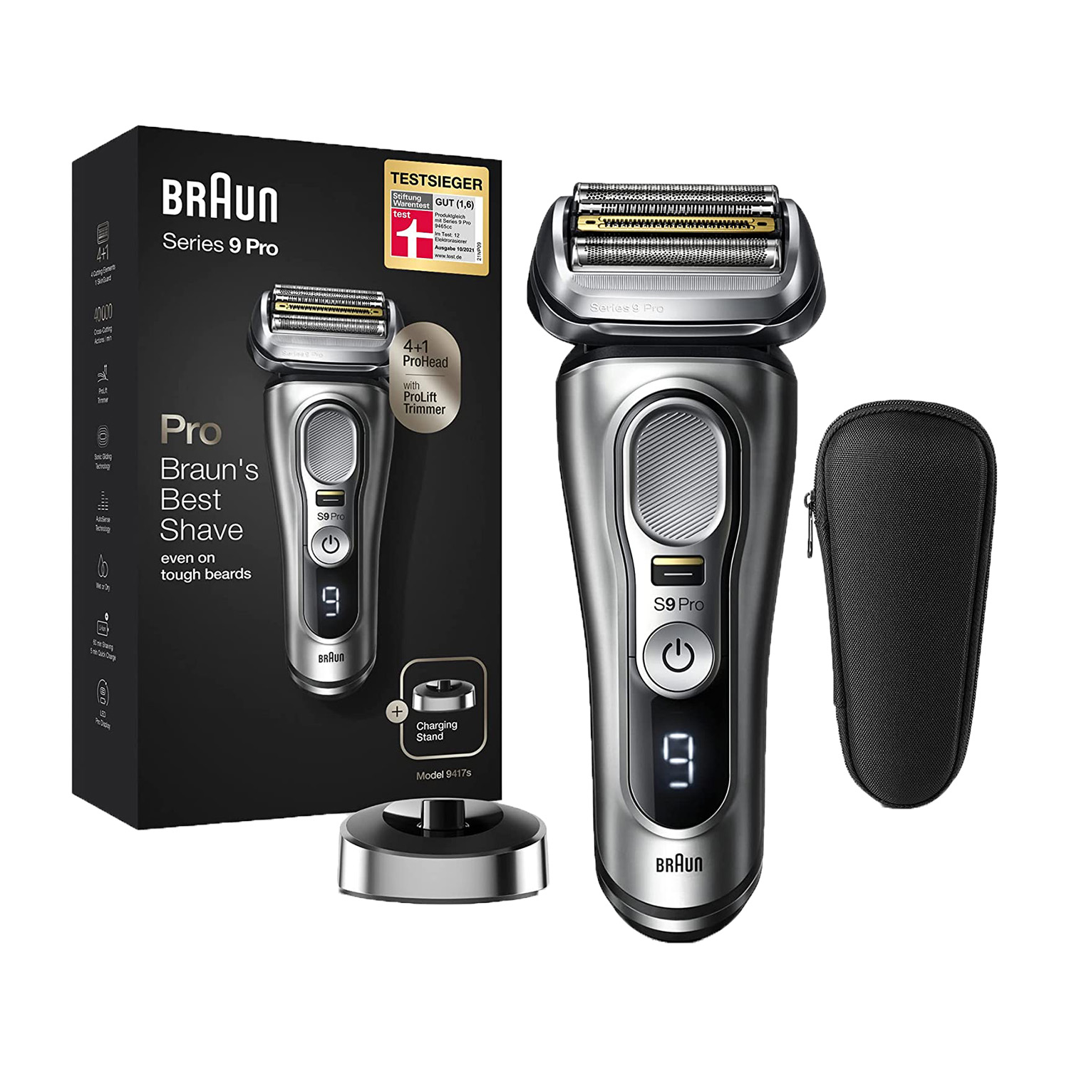 Braun Series 9 - 9460cc System | Rasierer | Nass und Trockenrasur | AutoSense-Technologie | ProLift Trimmer | 100% wasserdich | 60 Minuten Akkulaufzeit