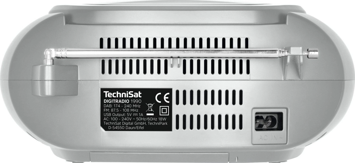 Technisat DigitRadio 1990 | Radio | DAB+ Digitalradio | CD-Wiedergabe | Bluetooth-Audiostreaming | Ganz klassisch Radio hören | Uhr | Wecker | Silber