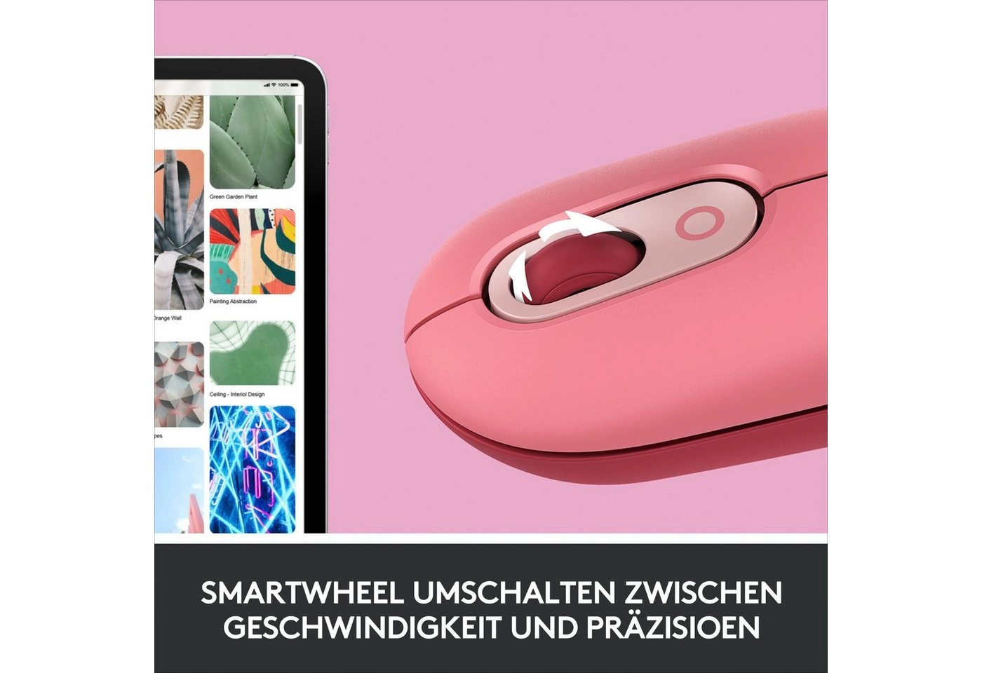 Logitech POP Mouse | Bluetooth Maus | 4 Tasten | Kabellos | 4000 DPI Auflösung | Bis zu 24 Monate Betriebszeit | Bis zu 10 Meter Betriebsabstand | Koralle