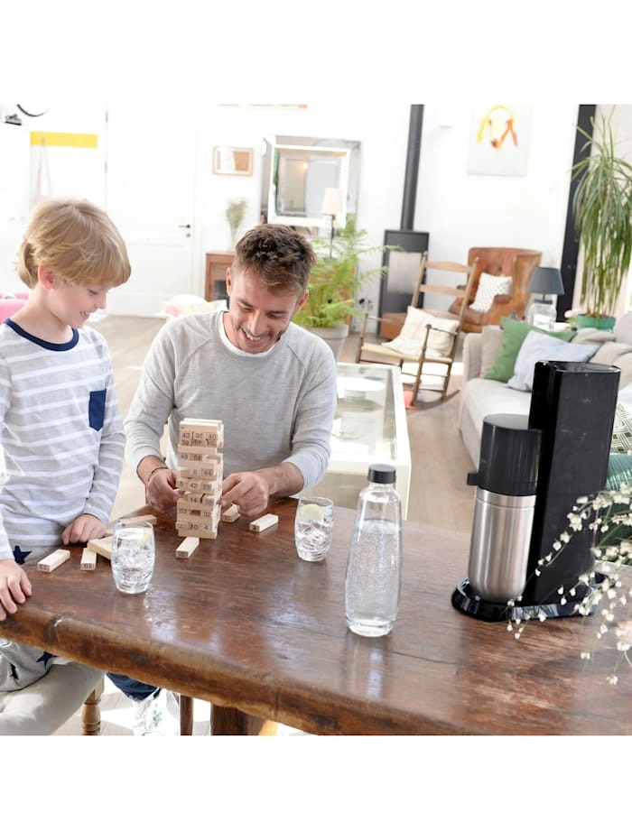 SodaStream DUO Vorteilspack black | Wasseraufbereiter | Schwarz | Edelstahl | 2x Glasflaschen | 1x Kunststoffflasche | Trinkwassersprudler |  CO2-Zylinder für ca. 60 Liter 