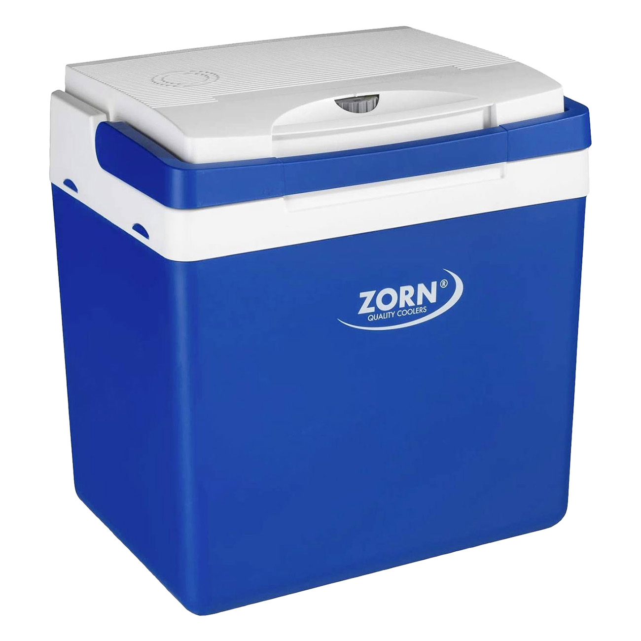 ZORN Z26 12/230V blau/weiß | 25 Litern Fassungsvermögen | 12 V Anschluss  | Regulierbare Temperatur  | EPS-Isolierung | Mobile Kühlbox | Robust und Stoßfest