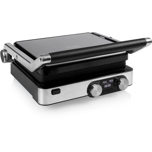 Princess Grill Master Pro Schwarz | 2000 Watt | Elektrogrill mit digitalem Bedienfeld | Abnehmbare Grillplatten | Antihaftbeschichtet | Modernes Edelstahldesign