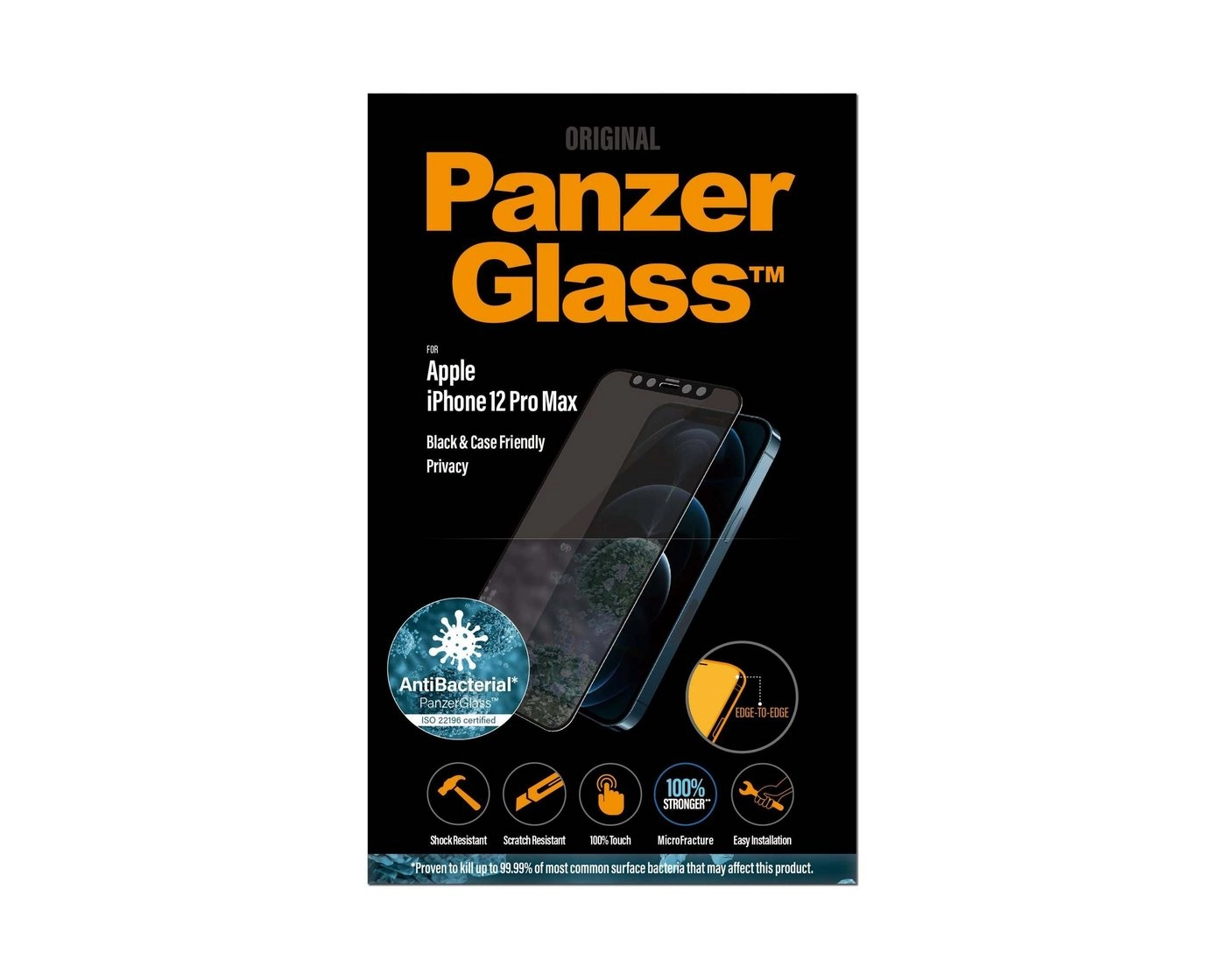 PanzerGlass »E2E iPhone 12 Pro Max CF Privacy Antibakteriel« für Apple iPhone 12 Pro Max, Displayschutzglas