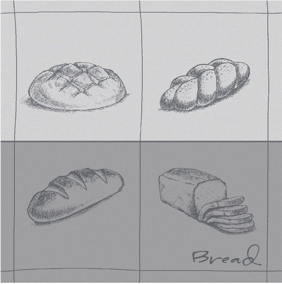 DDDDD Geschirrtuch »Bread«, (Set, 4-tlg., Combi-Set: bestehend aus 2x Küchentuch + 2x Geschirrtuch)