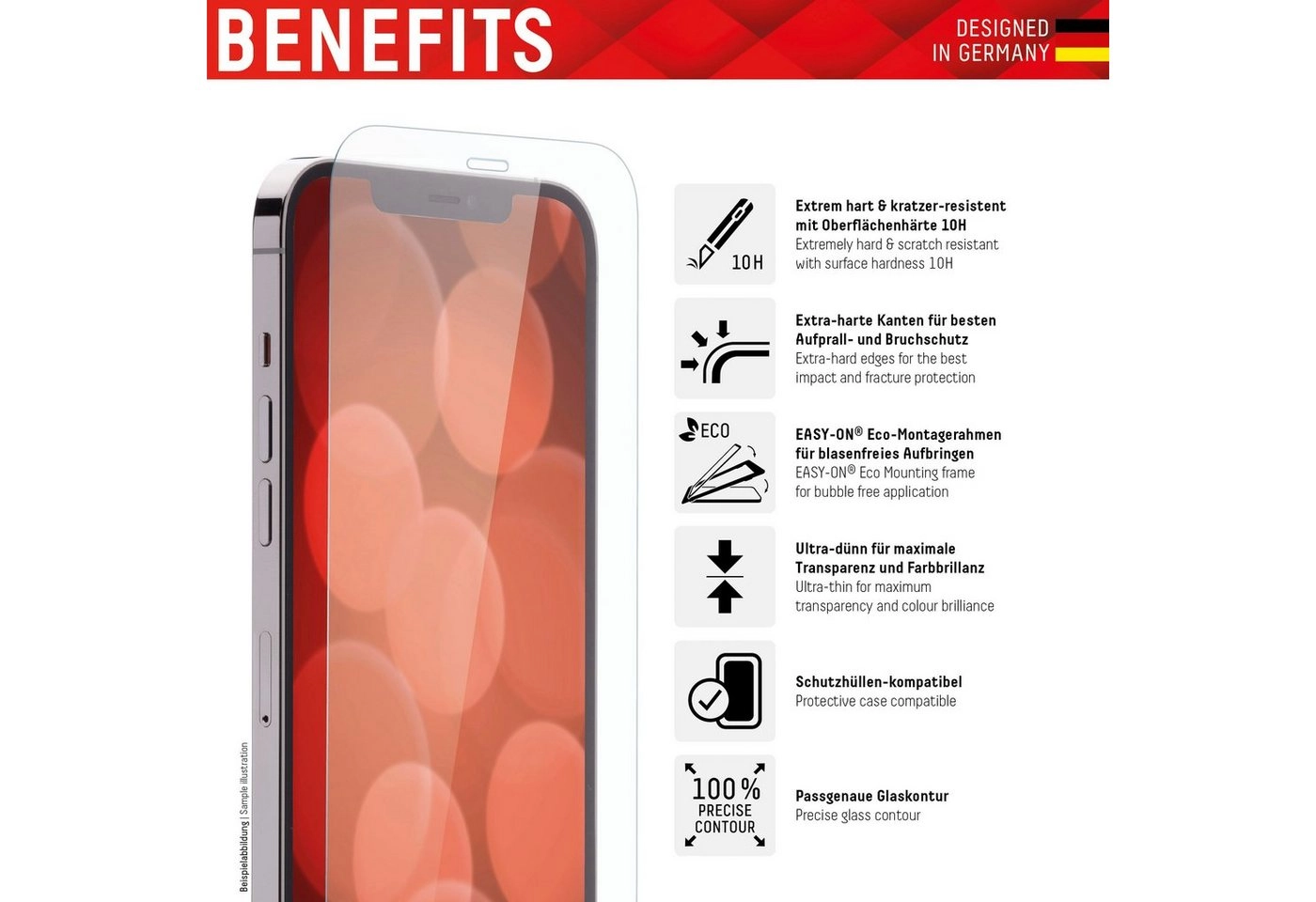 Displex »DISPLEX Panzerglas (10H) für Apple iPhone 13 mini, Eco-Montagerahmen, Tempered Glas, kratzer-resistente Schutzfolie, hüllenfreundlich«, Displayschutzfolie