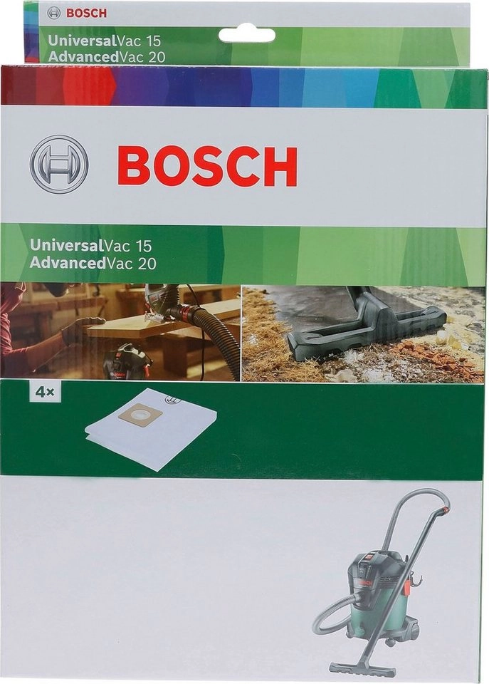 Bosch Home & Garden Staubsaugerbeutel, Vlies (4er-Pack) für UniversalVac 15 und AdvancedVac 20