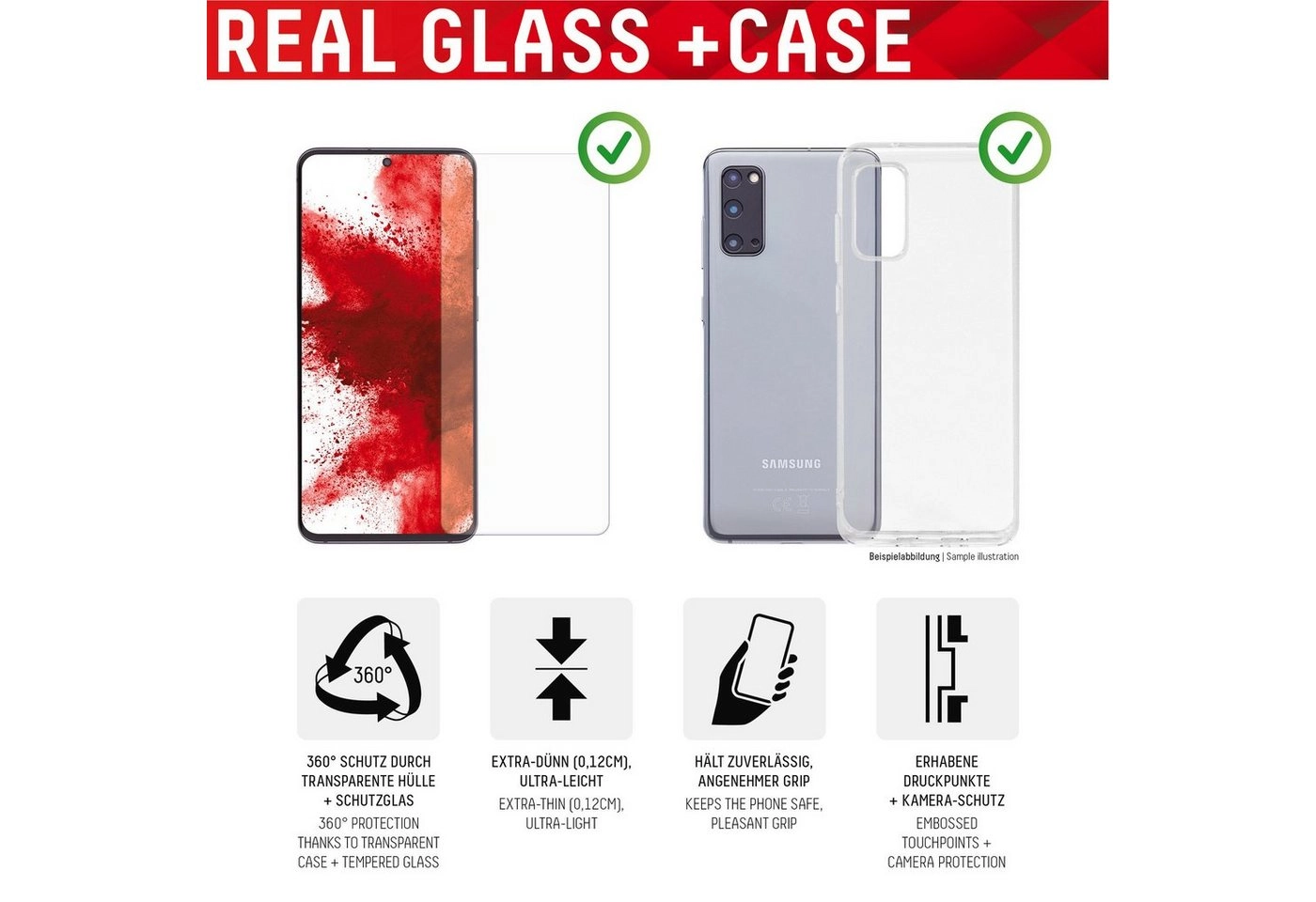 Displex »Real Glass + Case Samsung Galaxy S22+«, Displayschutzglas, 1 Stück