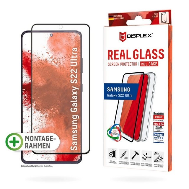 Displex »Real Glass 3D + Case Samsung S22 Ultra«, Displayschutzglas, 1 Stück