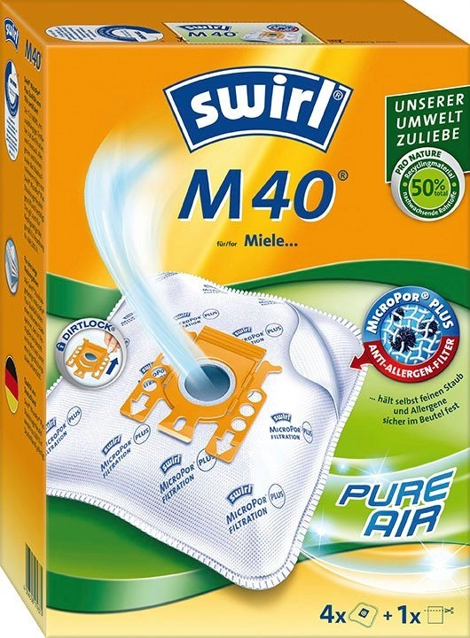Swirl Staubsaugerbeutel Swirl® M40, passend für Miele und Hoover, 4-er Pack