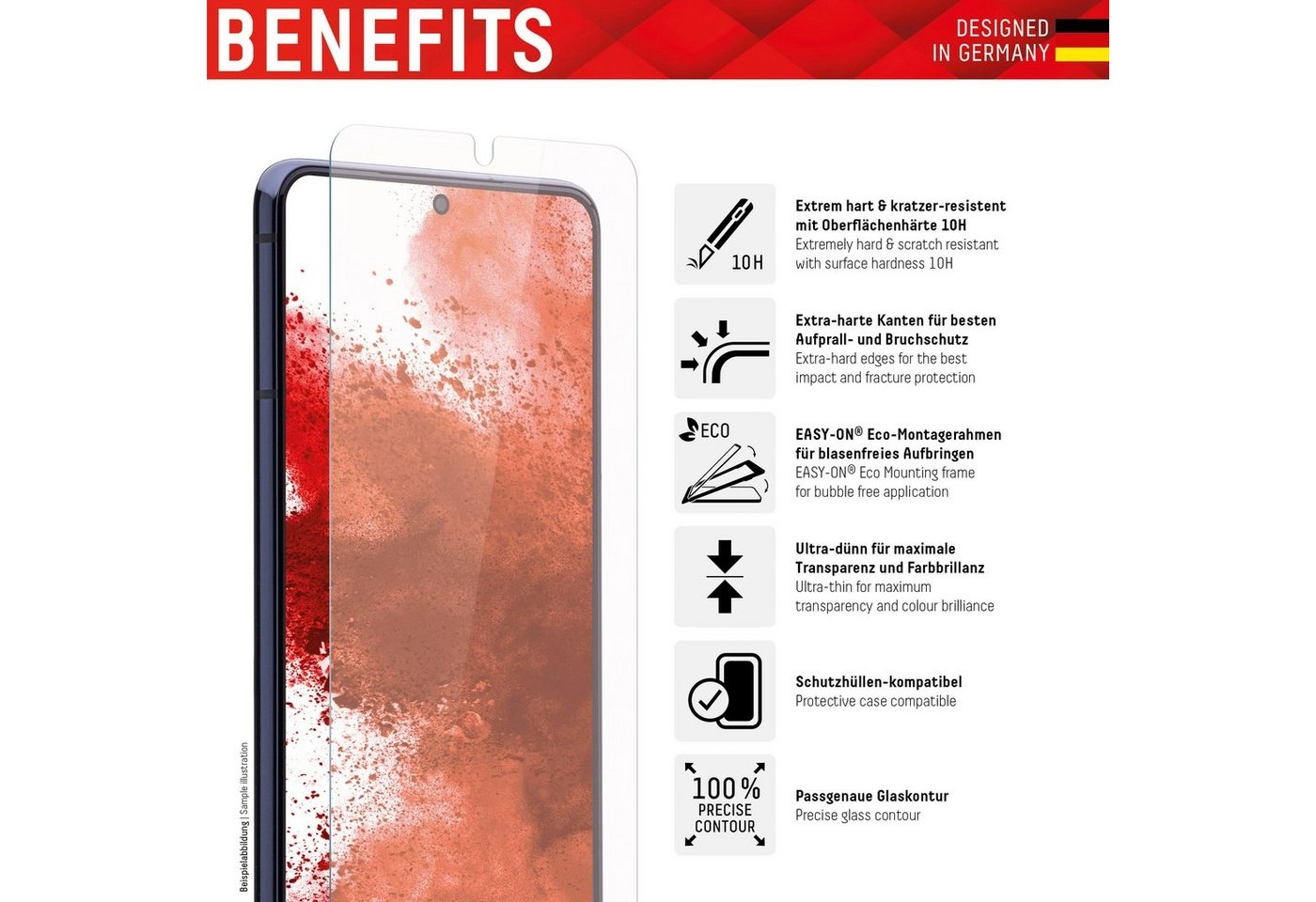 Displex »DISPLEX Real Glass Panzerglas für Samsung Galaxy A72 (6,5), 10H Tempered Glass, mit Montagerahmen, 2D« für Samsung Galaxy A72, Displayschutzfolie