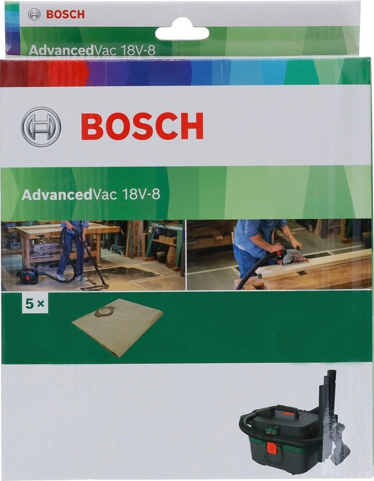 Bosch Home & Garden Staubsaugerbeutel, Papier (5er-Pack) für AdvancedVac 18V-8