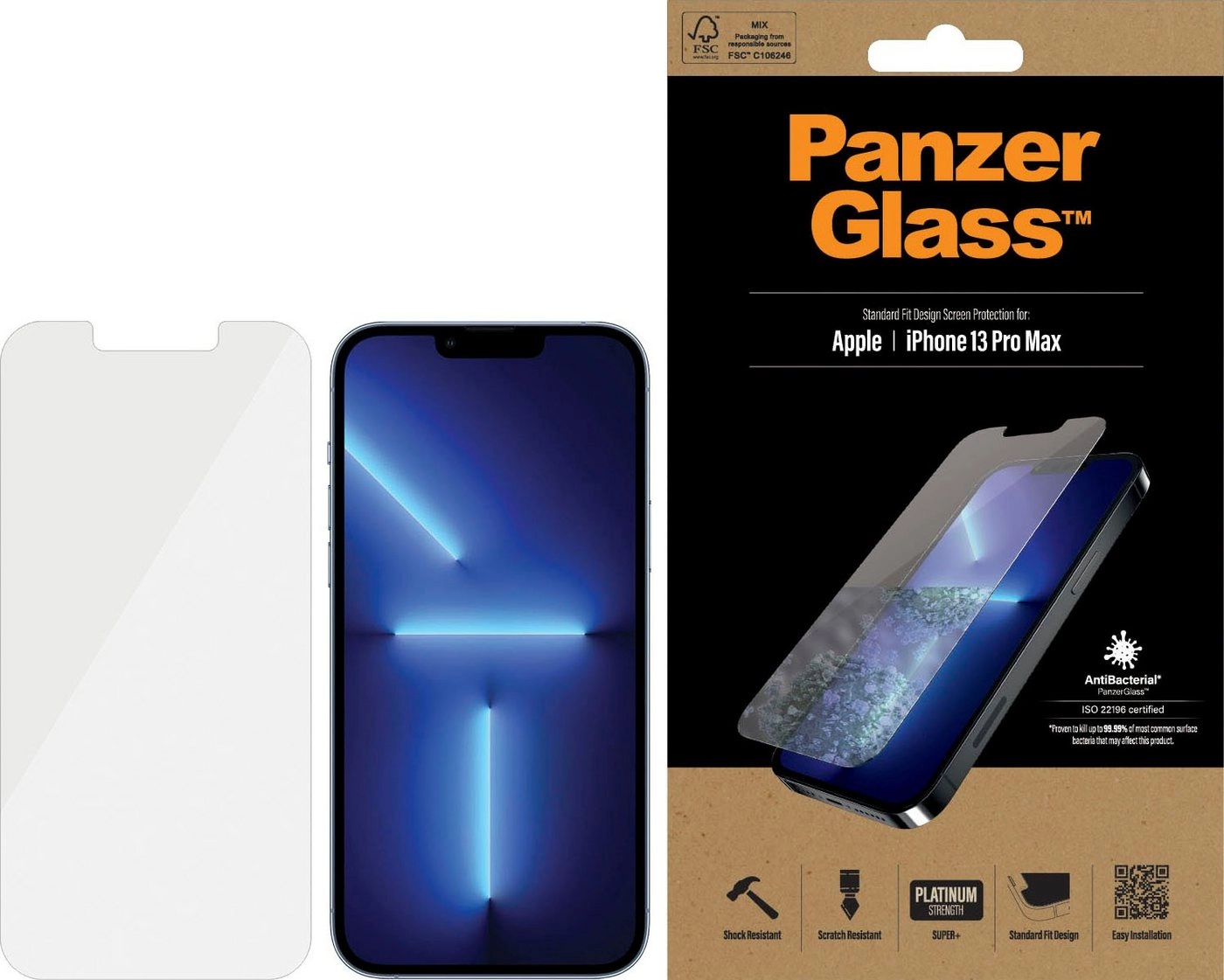 PanzerGlass »PanzerGlass Standard Fit (Antibakeriell) für iPhone 13 Pro Max«, Displayschutzfolie