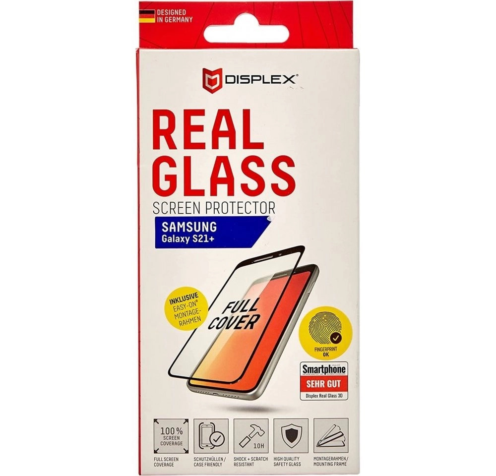 Displex »DISPLEX Real Glass Panzerglas für Samsung Galaxy S21+ 5G (6,7), 10H Tempered Glass, mit Montagerahmen, Full Cover« für Samsung Galaxy S21+, Displayschutzfolie