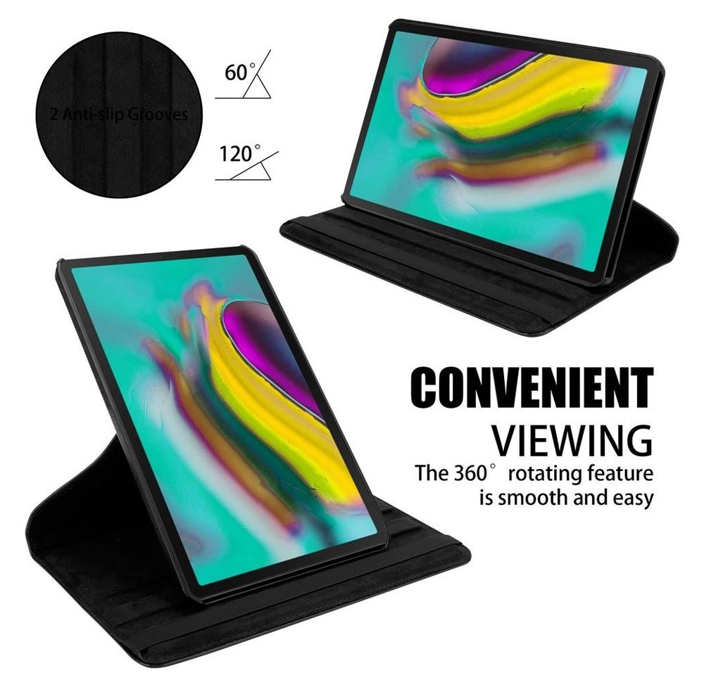 Cadorabo Tablet Hülle für Samsung Galaxy Tab S5e (10,5" Zoll) SM-T725N in HOLUNDER SCHWARZ Book Style Schutzhülle OHNE Auto Wake Up mit Standfunktion und Gummiband Verschluss