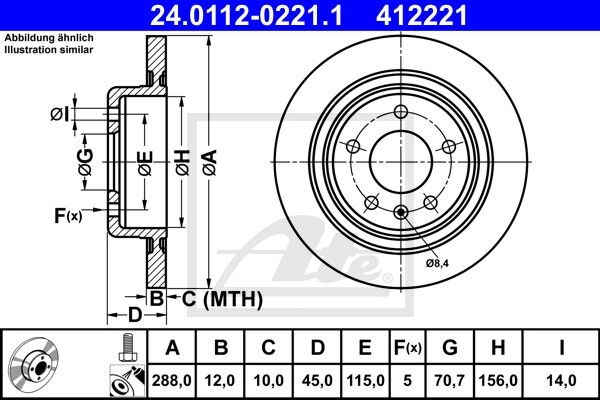 ATE Bremsscheibe OPEL,VAUXHALL 24.0112-0221.1 13517857,13521008,13517857 Bremsscheiben,Scheibenbremsen 13521008