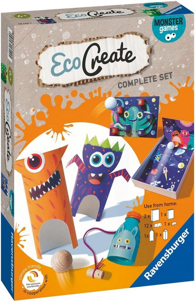 Ravensburger Eco Create Monster Games klimafreundliches Bastelspiel Recycling ab 6 Jahren