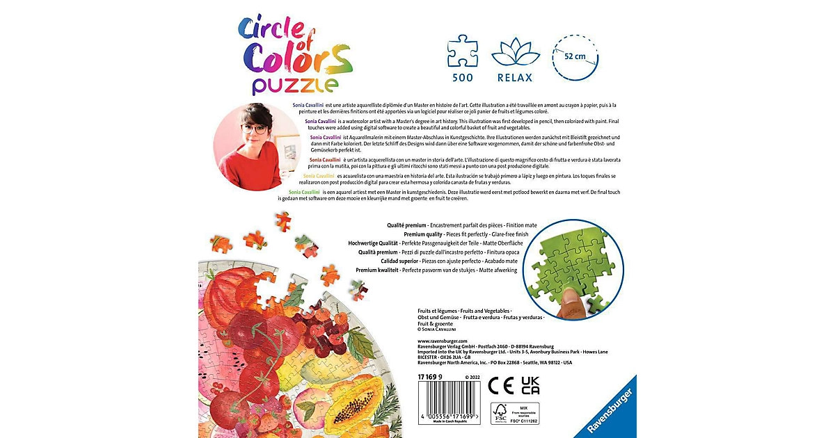 Ravensburger Puzzle 17169 Circle of Colors - Fruits & Vegetables 500 Teile Puzzle