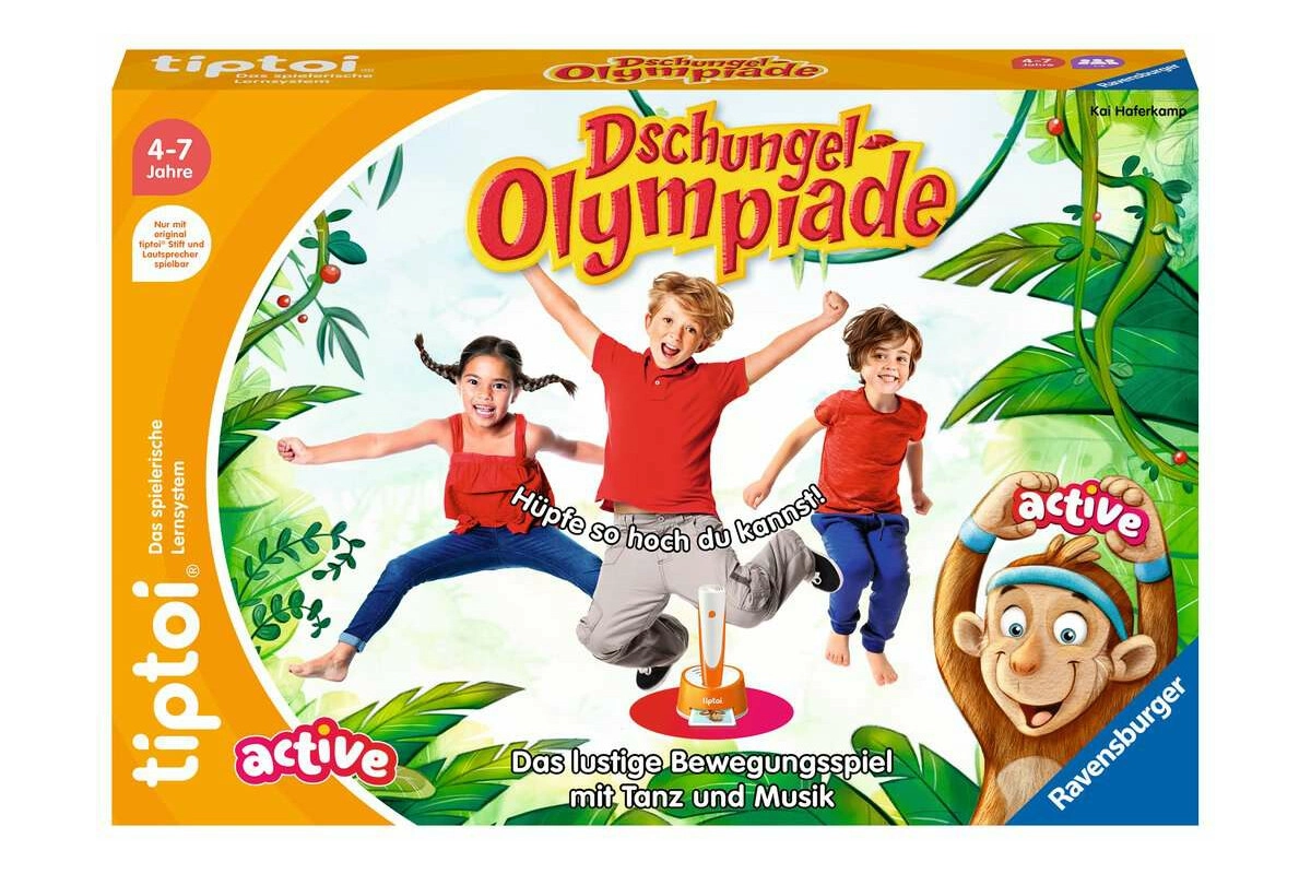 tiptoi® ACTIVE 00129 Dschungel-Olympiade Bewegungsspiel ab 4 Jahre für 1-6 Spieler