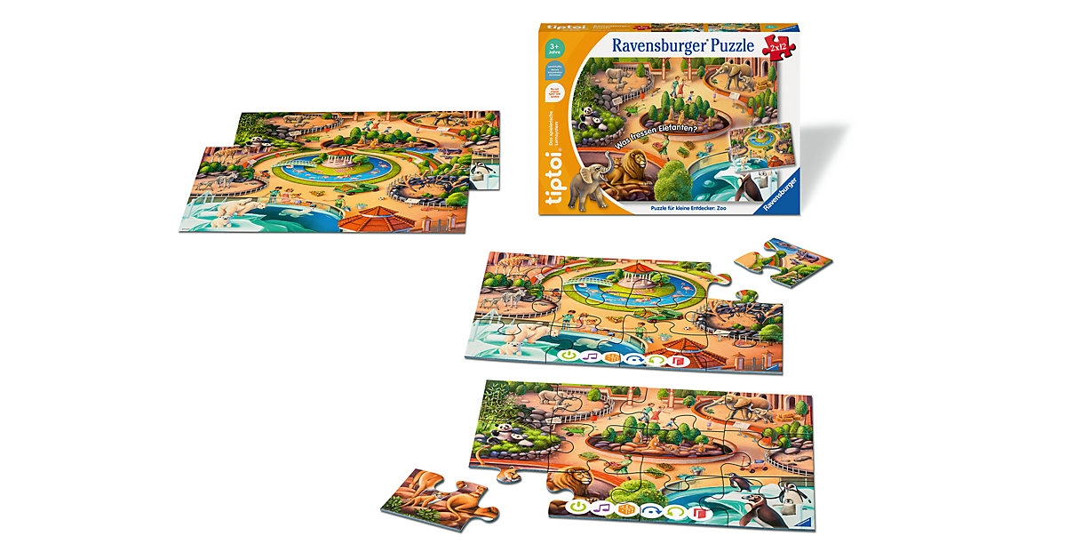 tiptoi® Puzzle 2x12 Teile für kleine Entdecker Zoo ab 3 Jahren