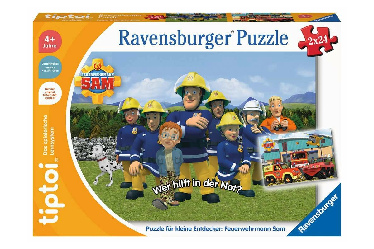 tiptoi® Puzzle 2x24 Teile für kleine Entdecker Feuerwehrmann Sam ab 4 Jahren