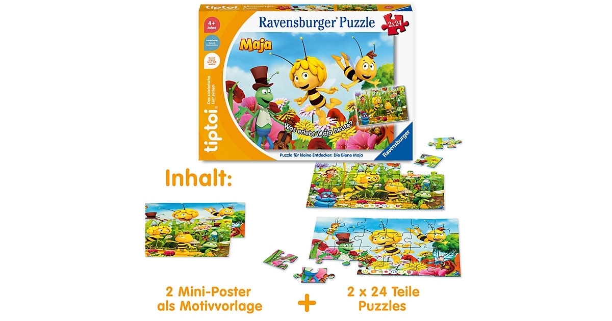 tiptoi® Puzzle 2x24 Teile für kleine Entdecker Die Biene Maja ab 4 Jahren