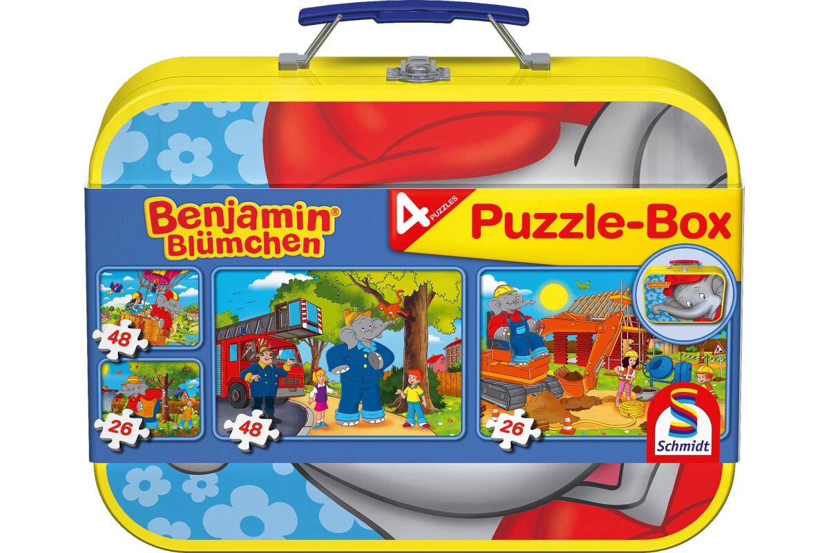 Schmidt Spiele 55594 Benjamin Blümchen Puzzle-Box 2x26 2x48 Teile
