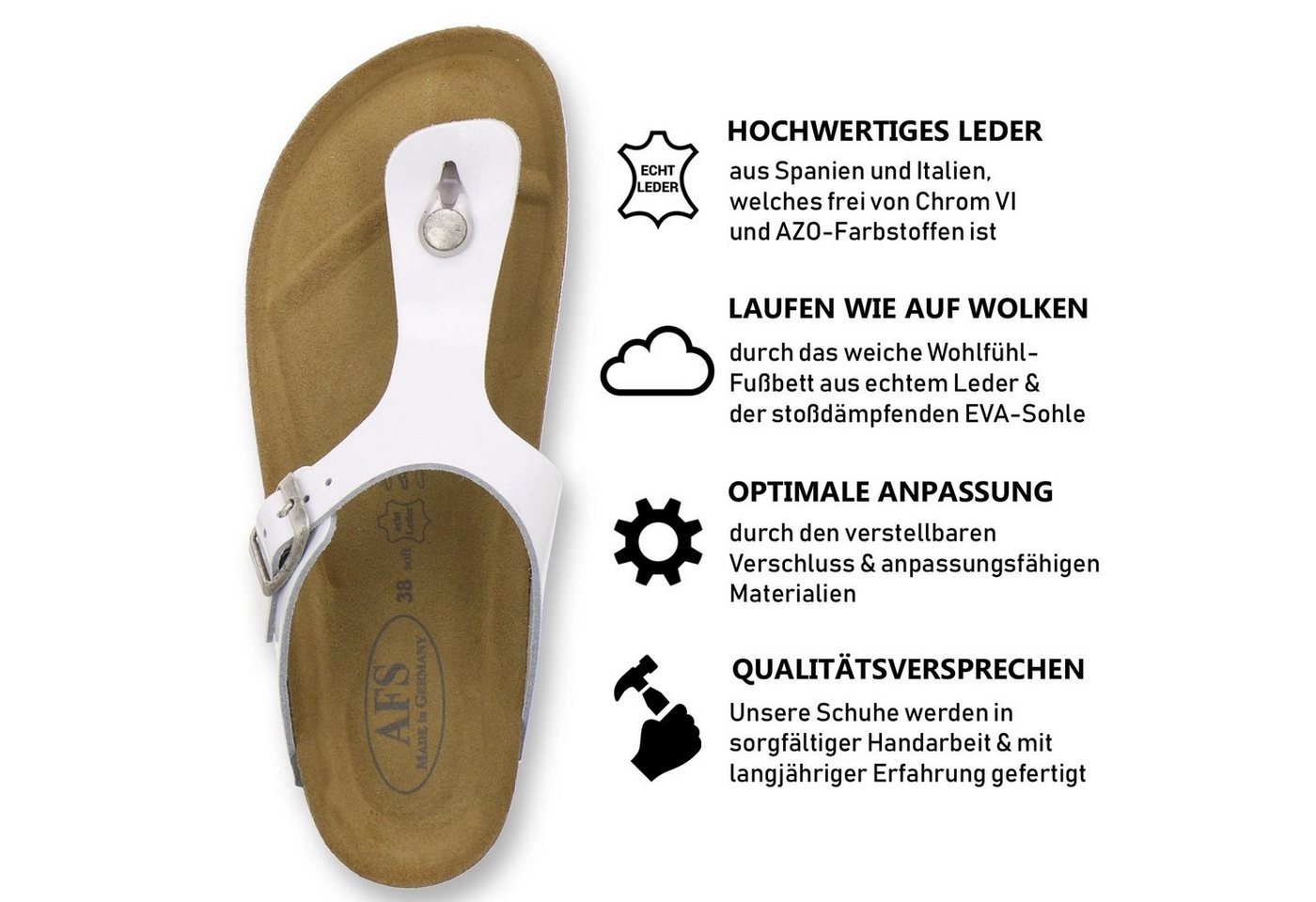 AFS-Schuhe »2107« Zehentrenner für Damen aus Leder mit Fussbett, Made in Germany