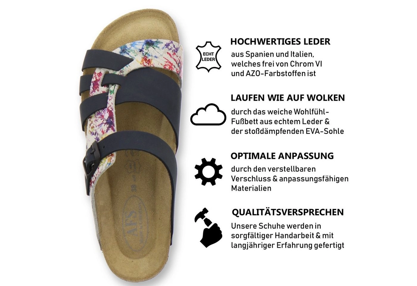 AFS-Schuhe »2122« Pantolette für Damen aus Leder mit Fussbett, Made in Germany