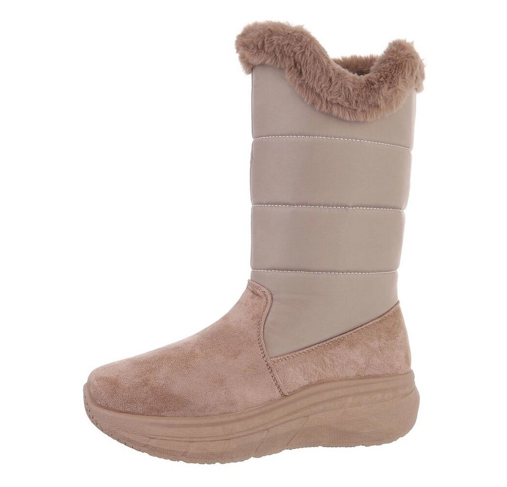 Ital-Design »Damen Snowboots Freizeit« Stiefel Keilabsatz/Wedge Keilstiefel in Hellbraun