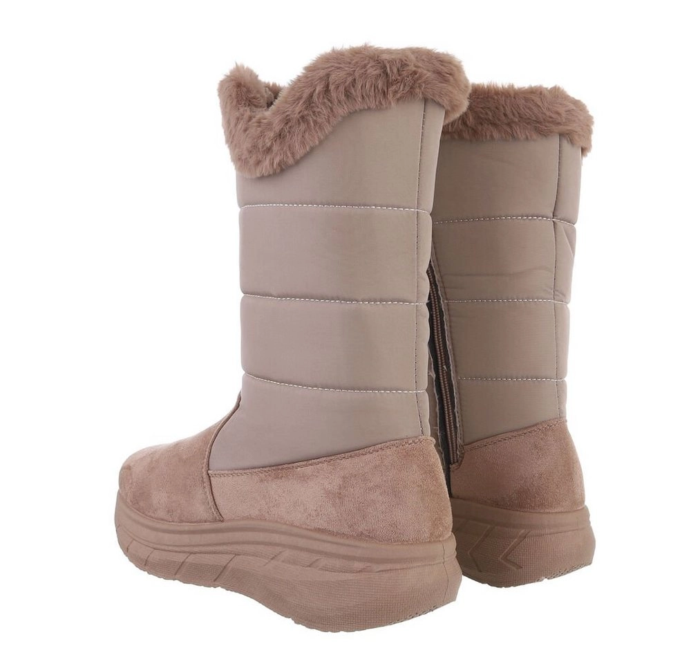 Ital-Design »Damen Snowboots Freizeit« Stiefel Keilabsatz/Wedge Keilstiefel in Hellbraun