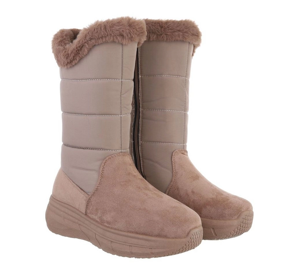 Ital-Design »Damen Snowboots Freizeit« Stiefel Keilabsatz/Wedge Keilstiefel in Hellbraun