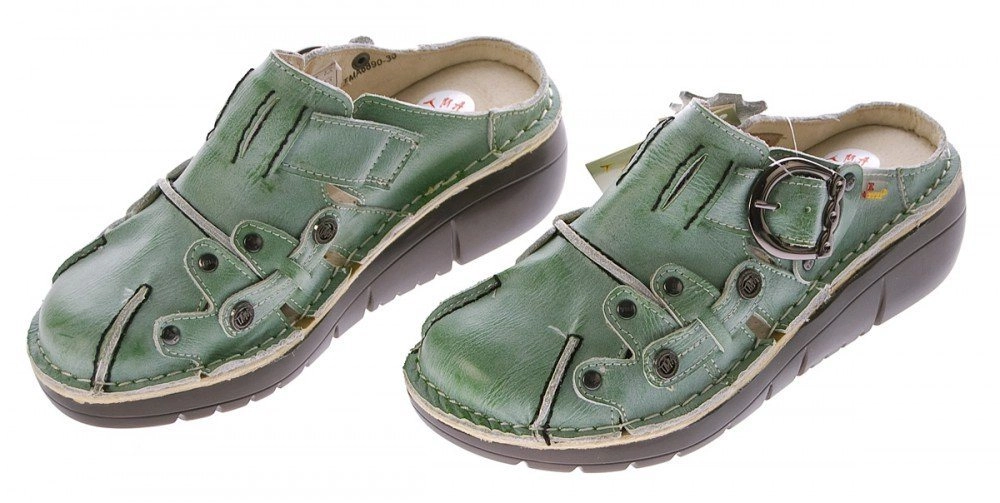 TMA »Leder Clogs Schuhe Pantoletten TMA 8890 Sandalen« Pantolette Used-Look bzw. Vintage-Look, Nieten