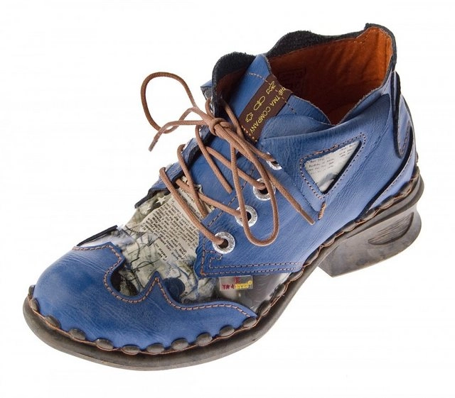TMA »Leder Stiefeletten Knöchel Schuhe TMA 5155 Boots« Stiefelette Used Look, Zeitungsdruck, Ungefüttert, Ganzjahresartikel