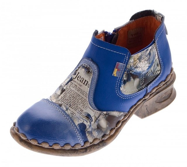 TMA »Leder Stiefeletten TMA 5195 Knöchel Schuhe Boots« Stiefelette Used Look, Zeitungsdruck, Ungefüttert, Ganzjahresartikel