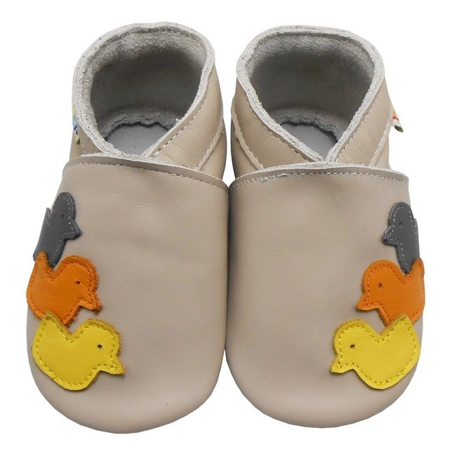 Yalion »Weiche Leder Lauflernschuhe Hausschuhe Lederpuschen Enten Beige 100% Leder« Krabbelschuh